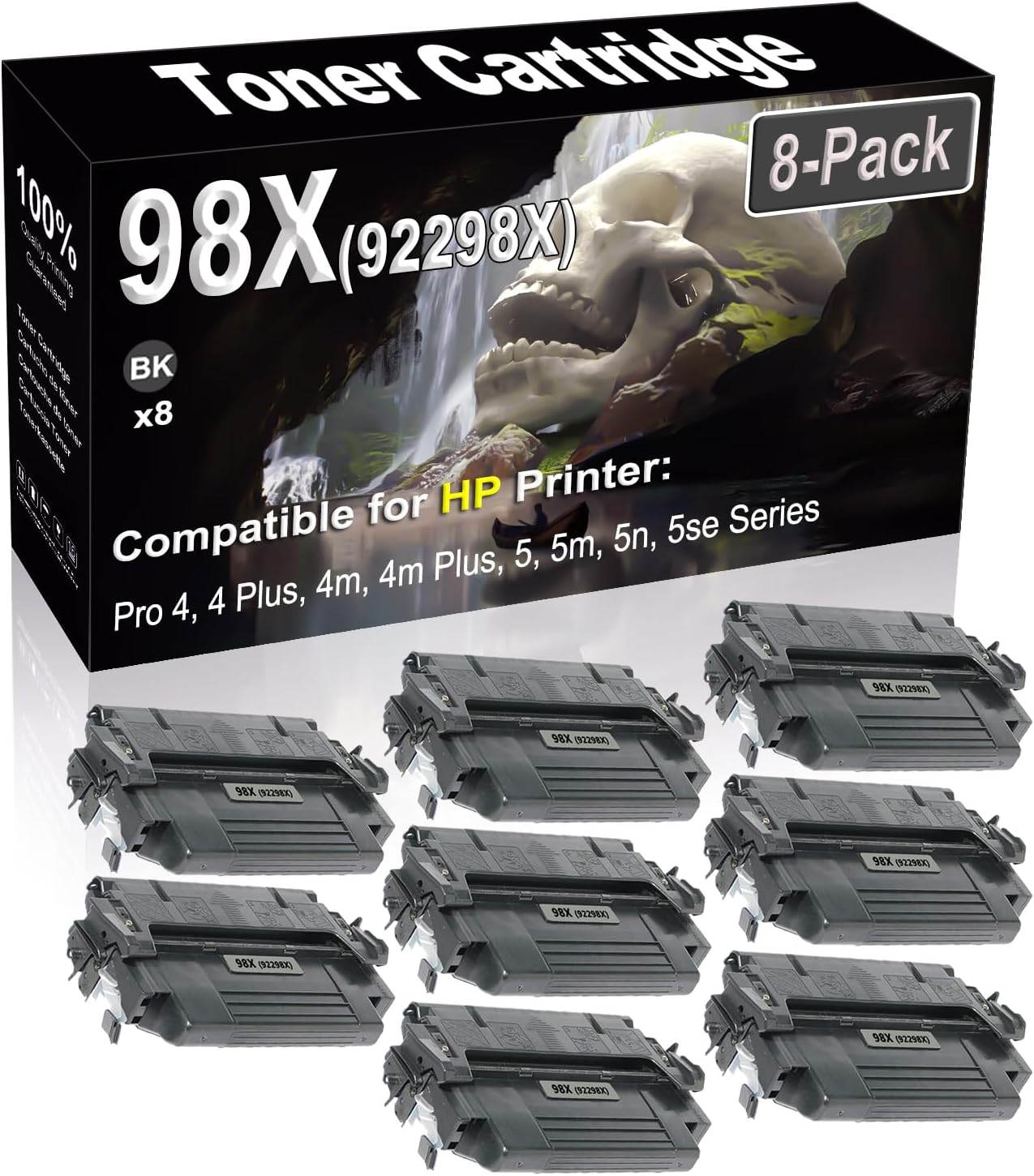 SINIYA 8-Pack (Black) Compatible High Yield 98X 92298X Laser Printer Toner Cartridge use for Pro 4, 4 Plus, 4m, 4m Plus, 5, 5m, 5n, 5se Printer
