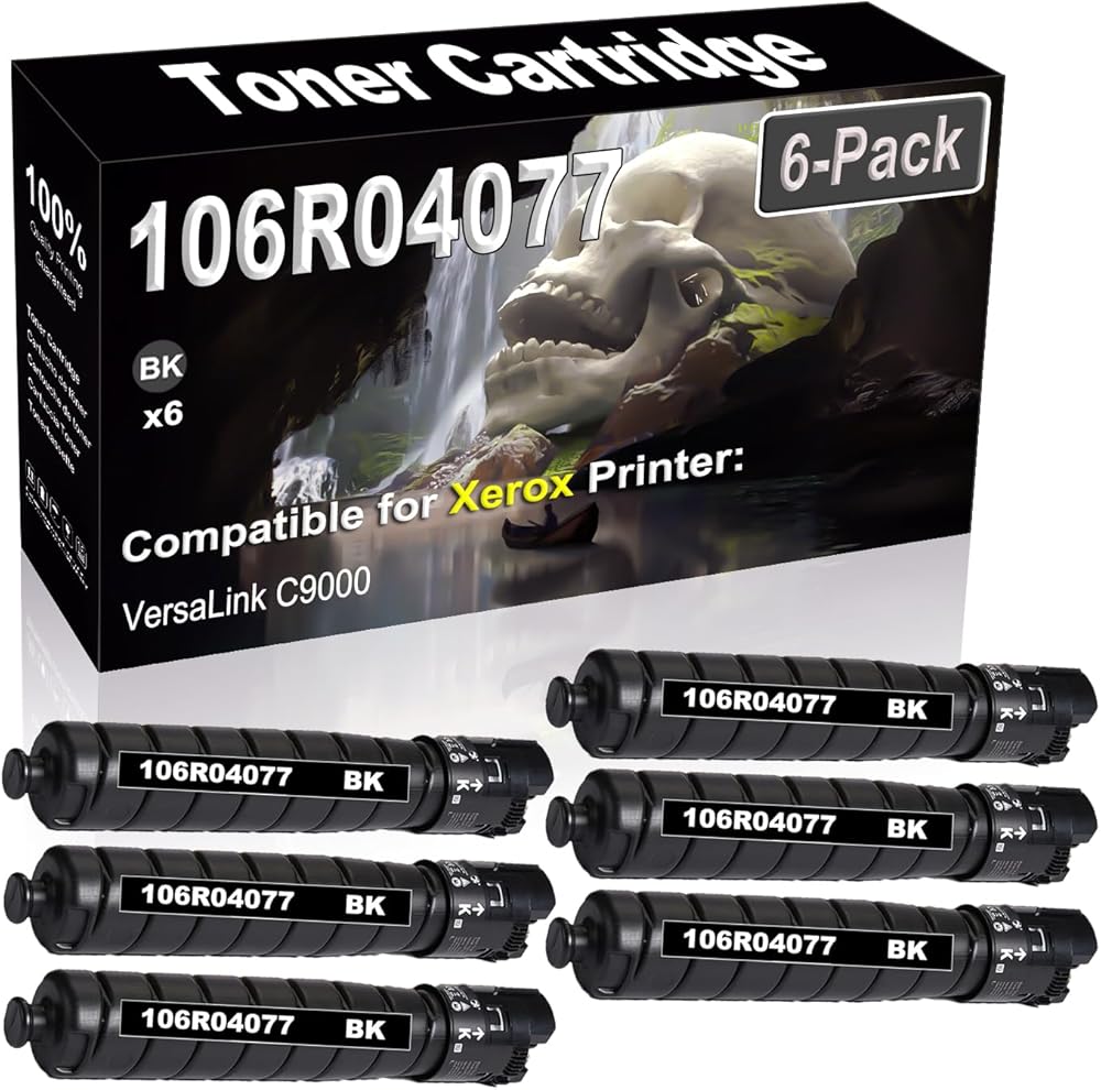 SINIYA 6-Pack (Black) Compatible High Yield 106R04077 Laser Printer Toner Cartridge use for VersaLink C9000 Printer