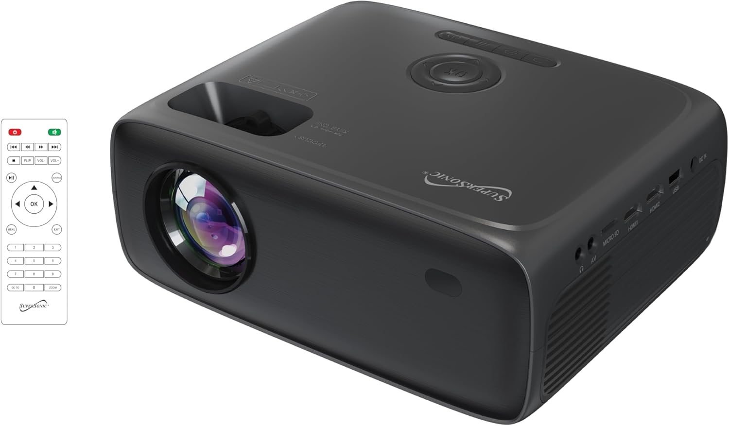 Supersonic SC-282P Full HD 1080P LED Projector with Bluetooth, 7800 Lumens, LED 4