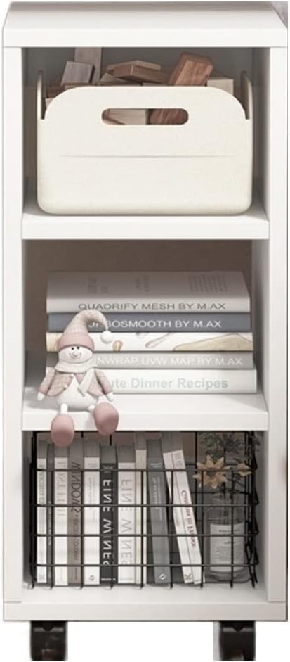 Book Shelf Bookcase Storage Display Bookshelf Indoor Three-tier Storage Rack With Roller Bookshelf Display Rack Suitable for Living Room Study Office Book Storage Rack for CDs/Movies/Books/Display She