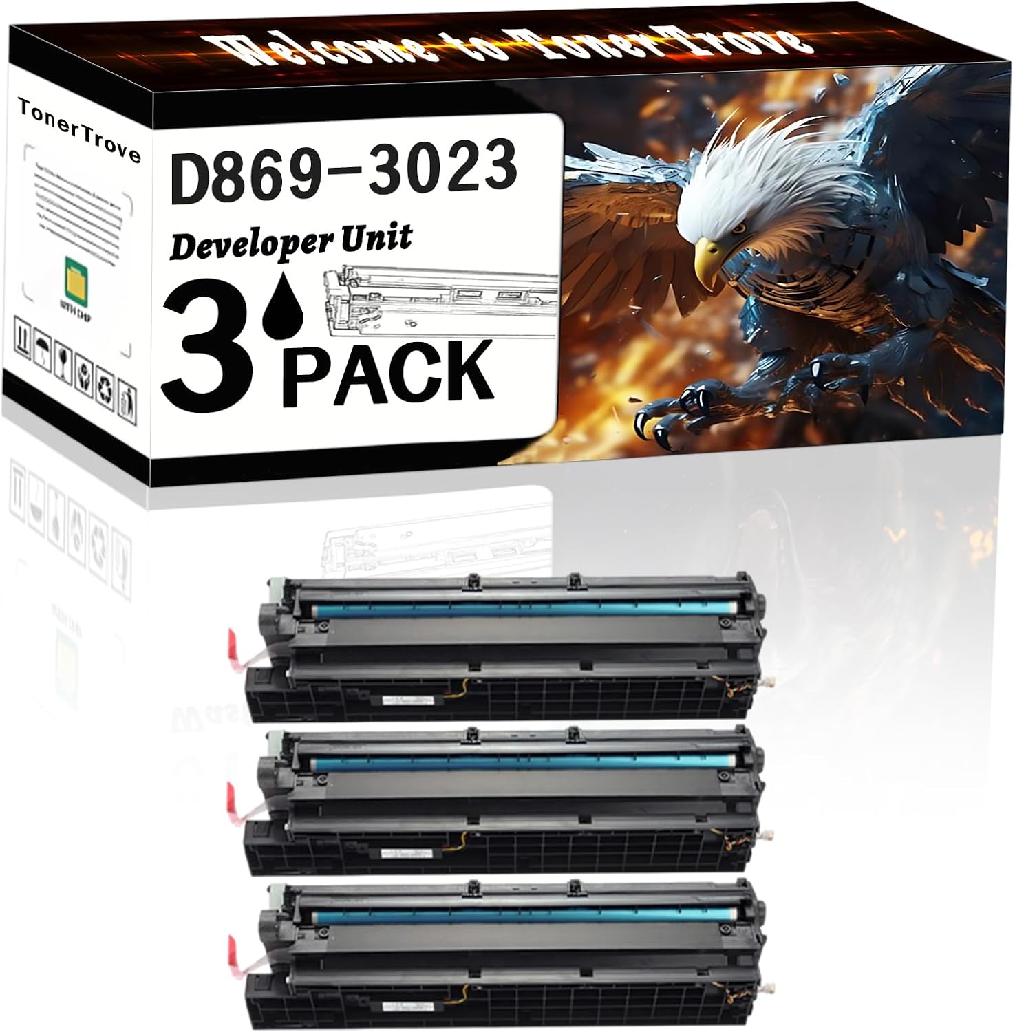 LECUU D869-3023 Developer Unit Compatible for Ricoh MP 2554SP 3053 3554SP 4054SP 4055SP 5054SP 5055SP 6054SP 6055SP Printers, Office Printing is Easy Clear Smooth (3 Pack Black)