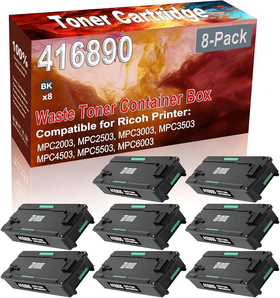 Credibility Store 8-Pack (Black) Compatible 416890 Waste Toner Container Box (High Capacity) fit for Ricoh MPC2003 MPC2503 MPC3003 MPC3503 MPC4503 MPC5503 MPC6003 Printer