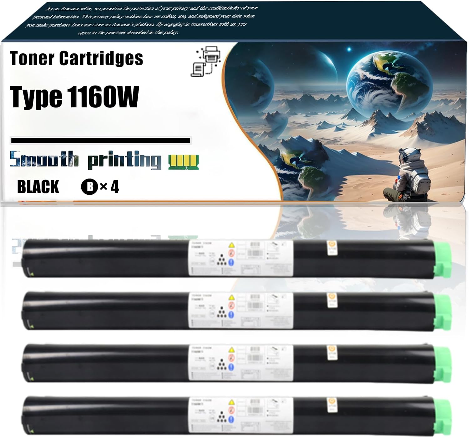 LSSF Replacement Parts Toner Cartridges Type 1160W Compatible with Ricoh MP W6700SP Printers, Contains Chip and Clear Printing (4 Pack Black)