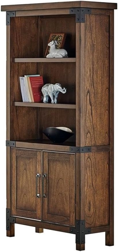 Pemberly Row Rustic Open Wood Bookcase in Brown