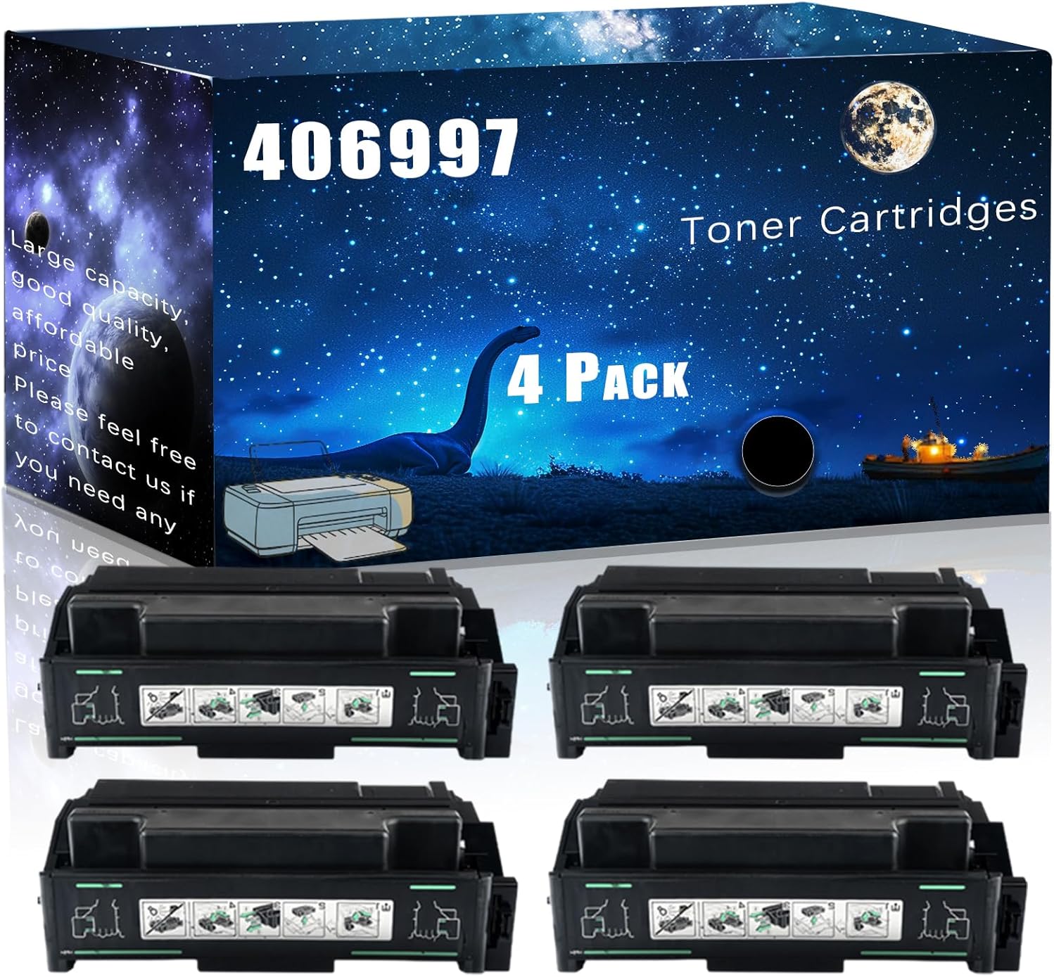 MUCQL 406997 Compatible Toner Cartridges Replacement for Ricoh High Yield Compatible Aficio SP 4100N 4100SF 4110N 4210N 4310N Printers, Meet Printing Needs (4 Pack Black)
