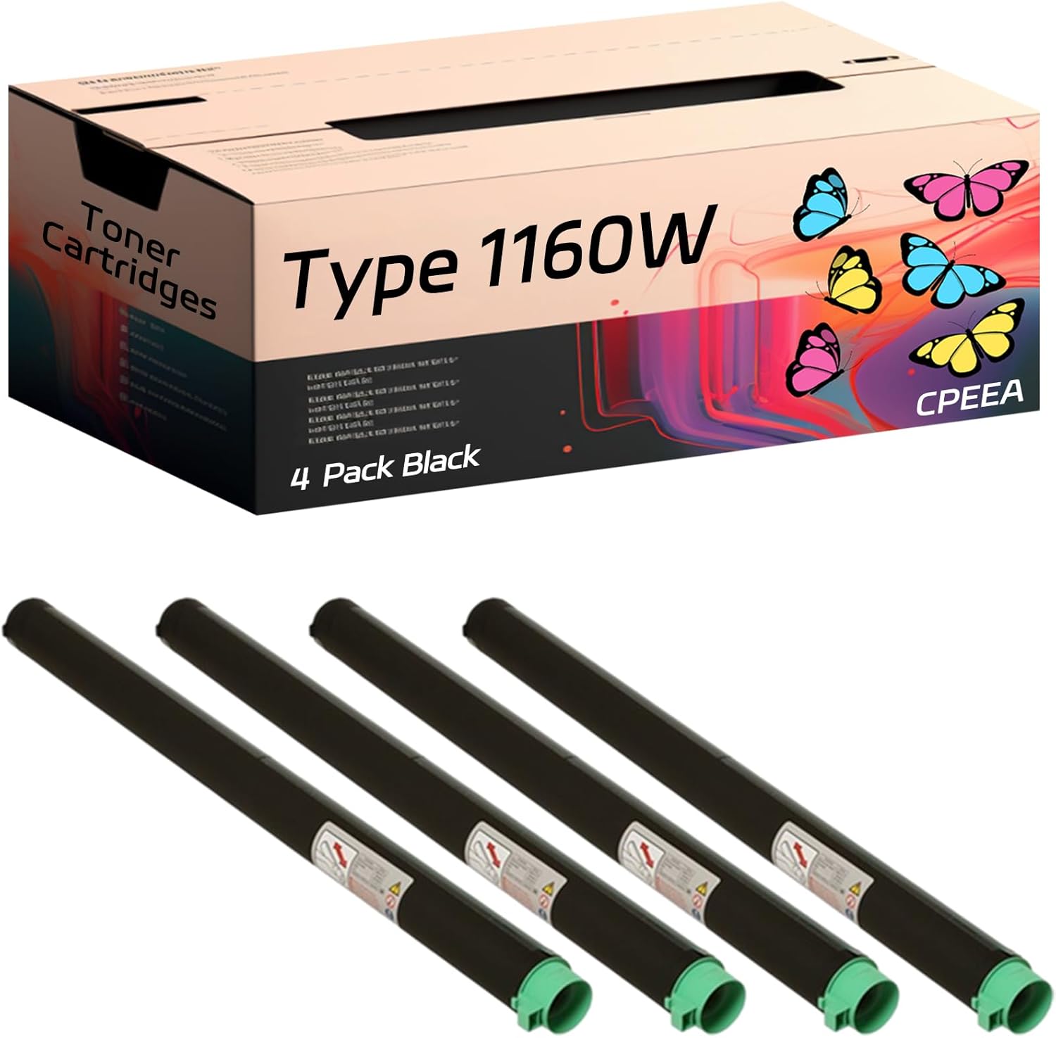 Compatible for Ricoh Type 1160W Toner Cartridges Work for Ricoh FW240 MP W6700SP Printers, with Chip, High Yield 3200 Pages, Clear Printing (4 Pack Black)