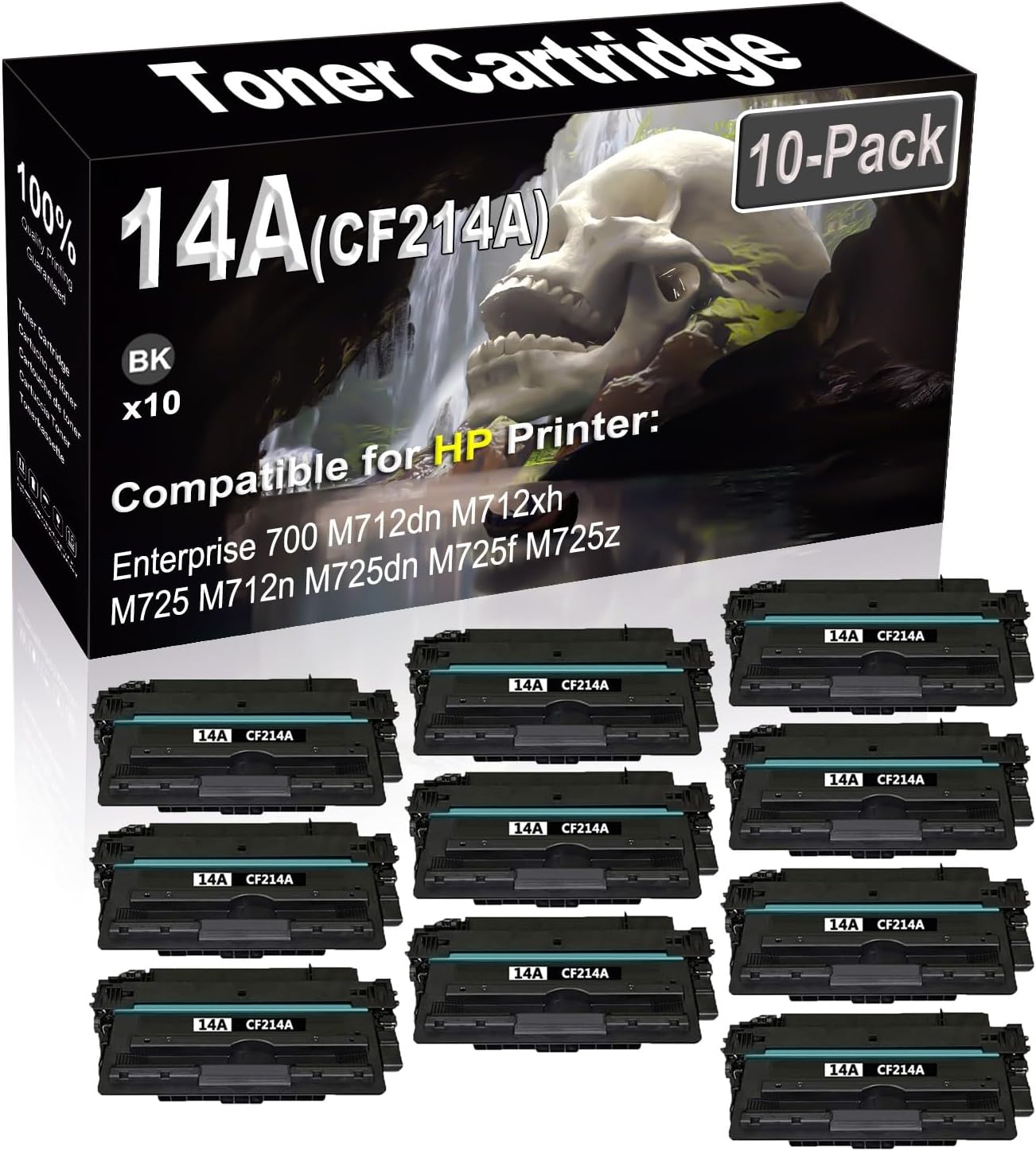 SINIYA 10-Pack (Black) Compatible Enterprise 700 M712dn M712xh M725 M712n M725dn Laser Printer Cartridge (High Capacity) Replacement for 14A CF214A Printer Cartridge