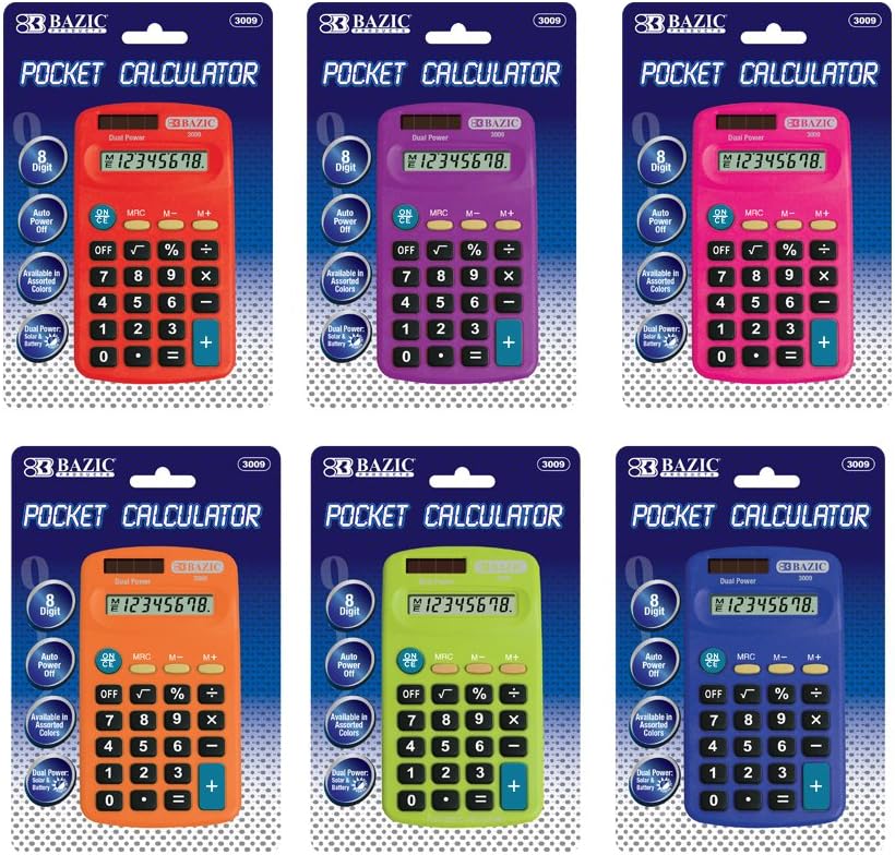 BAZIC Pocket Size Calculators Teaching Material (3009-144)