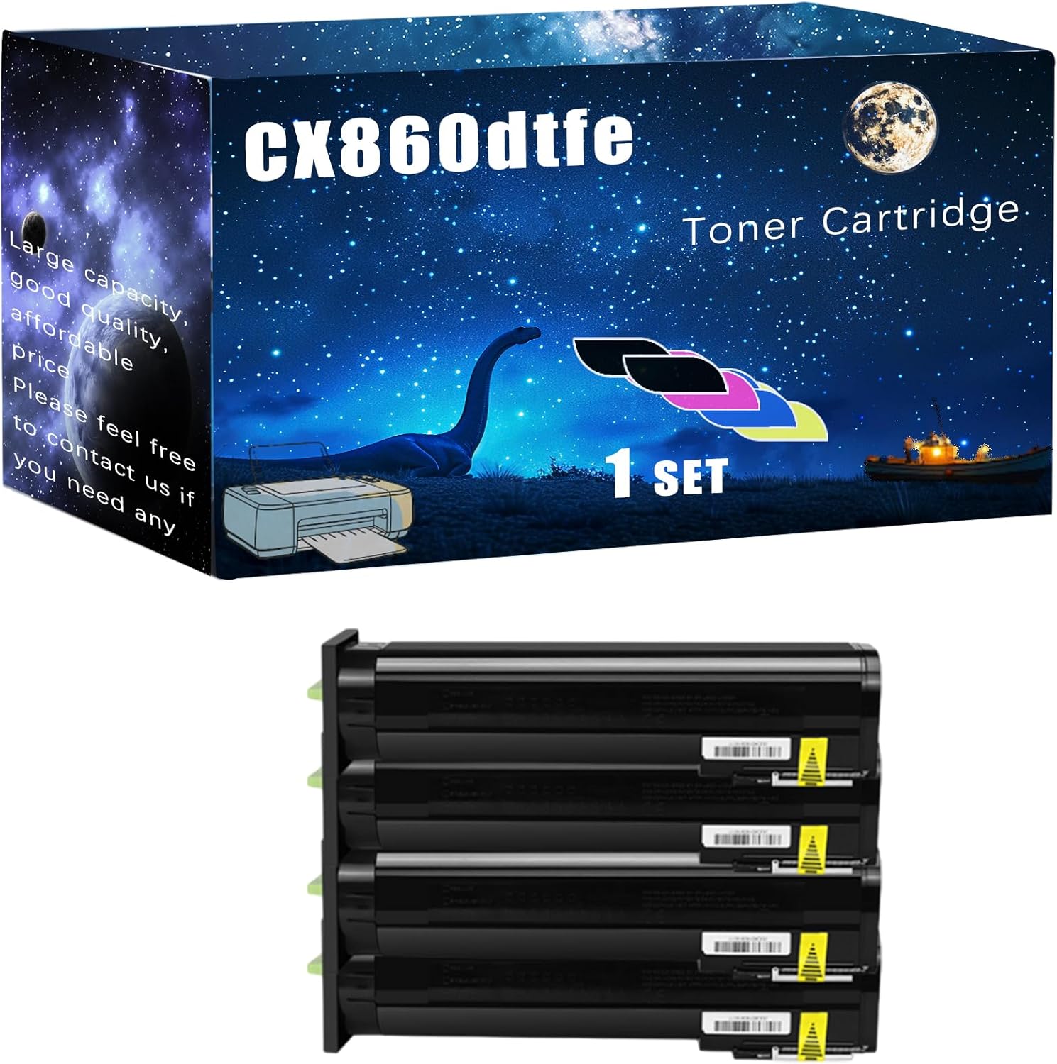 CX860dtfe Toner Cartridge Compatible for Lexmark CX825de CX825dte CX825dtfe CX860dte Printers,with Chip Large Printing Demands (Multicolor)