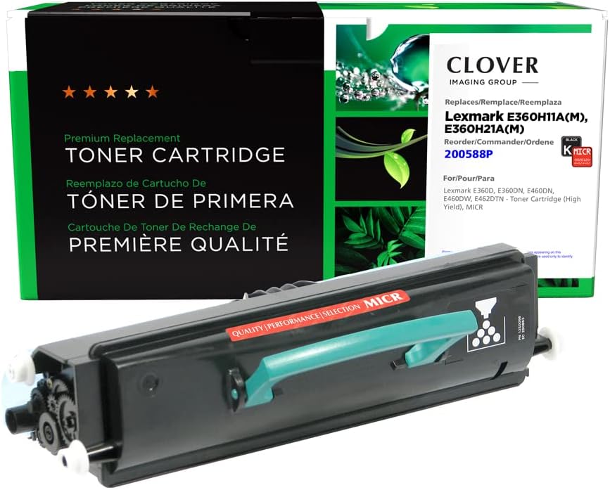 Clover Remanufactured MICR Toner Cartridge Replacement for Lexmark E360/E460/E462 | Black | High Yield
