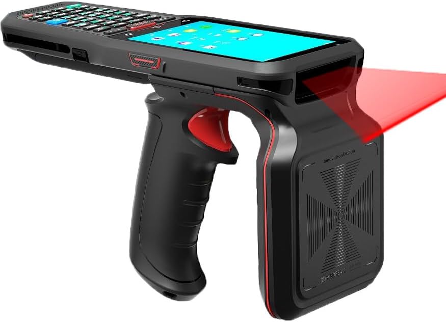 RUGPDA Full Keyboard Handheld Data Terminal Mobile Computer with 1D & 2D Barcode Scanner, 3G 4G WiFi BT GPS, Ergonomic Pistol Grip