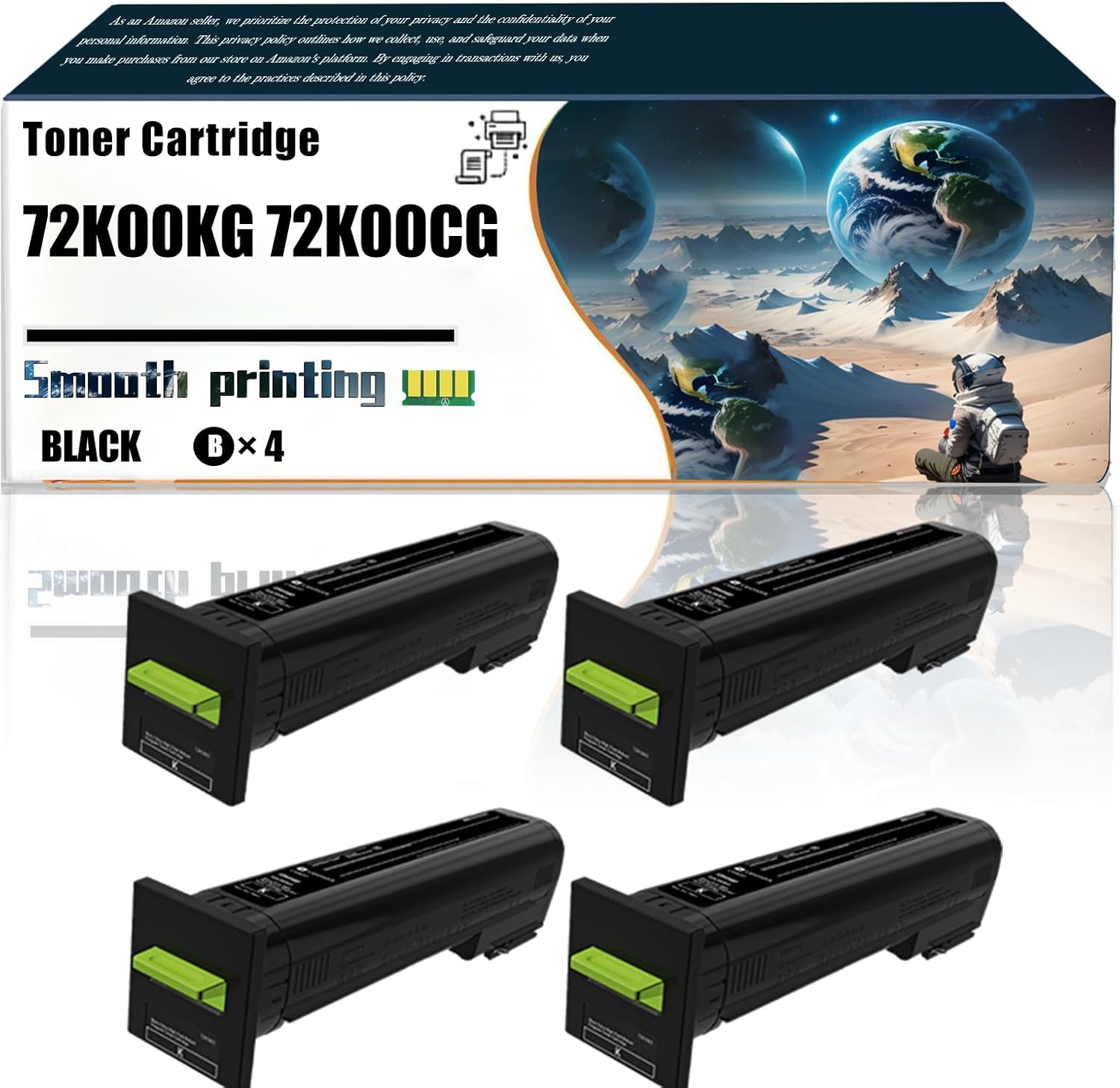 Replacement Parts Toner Cartridge 72K00KG 72K00CG 72K00MG 72K00YG Compatible with Lexmark CS820de CS820dte CS820dtfe CX820de CX820dtfe Printers (4 Pack Black)