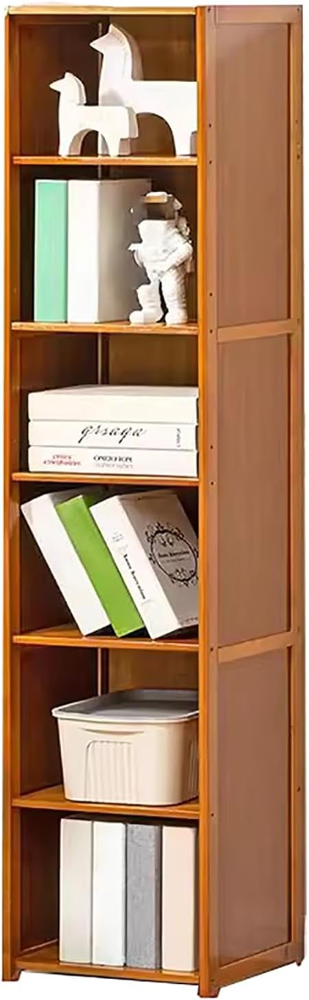 Narrow Corner Bookshelf, Bamboo Bookshelves, Freestanding Storage Bookcase, for Small Spaces Living Room Bedroom(59in/150cm)