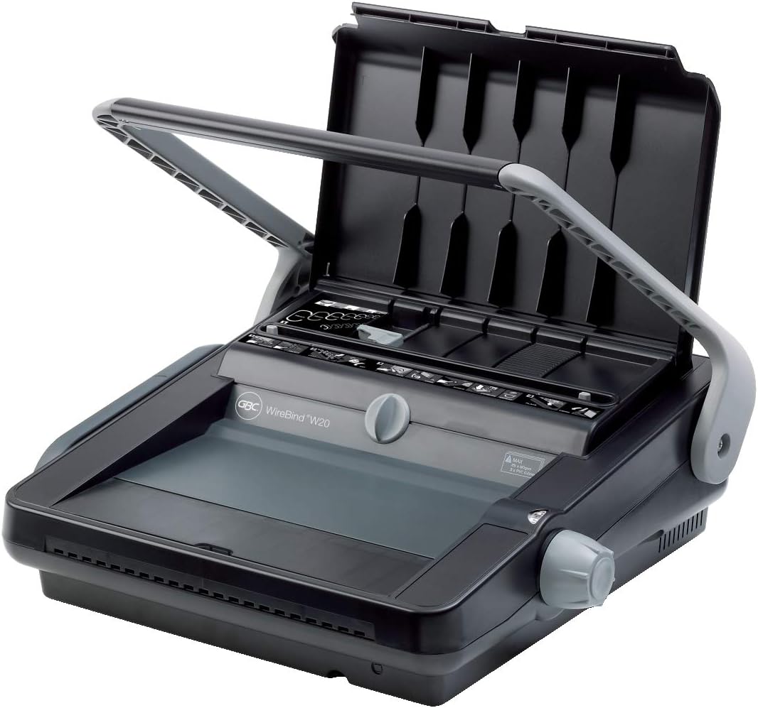 GBC WireBind W20 Binding Machine, 20 Sheet Punch Capacity, 125 Sheet Binding Capacity, A4 and A5, Black, 4400426