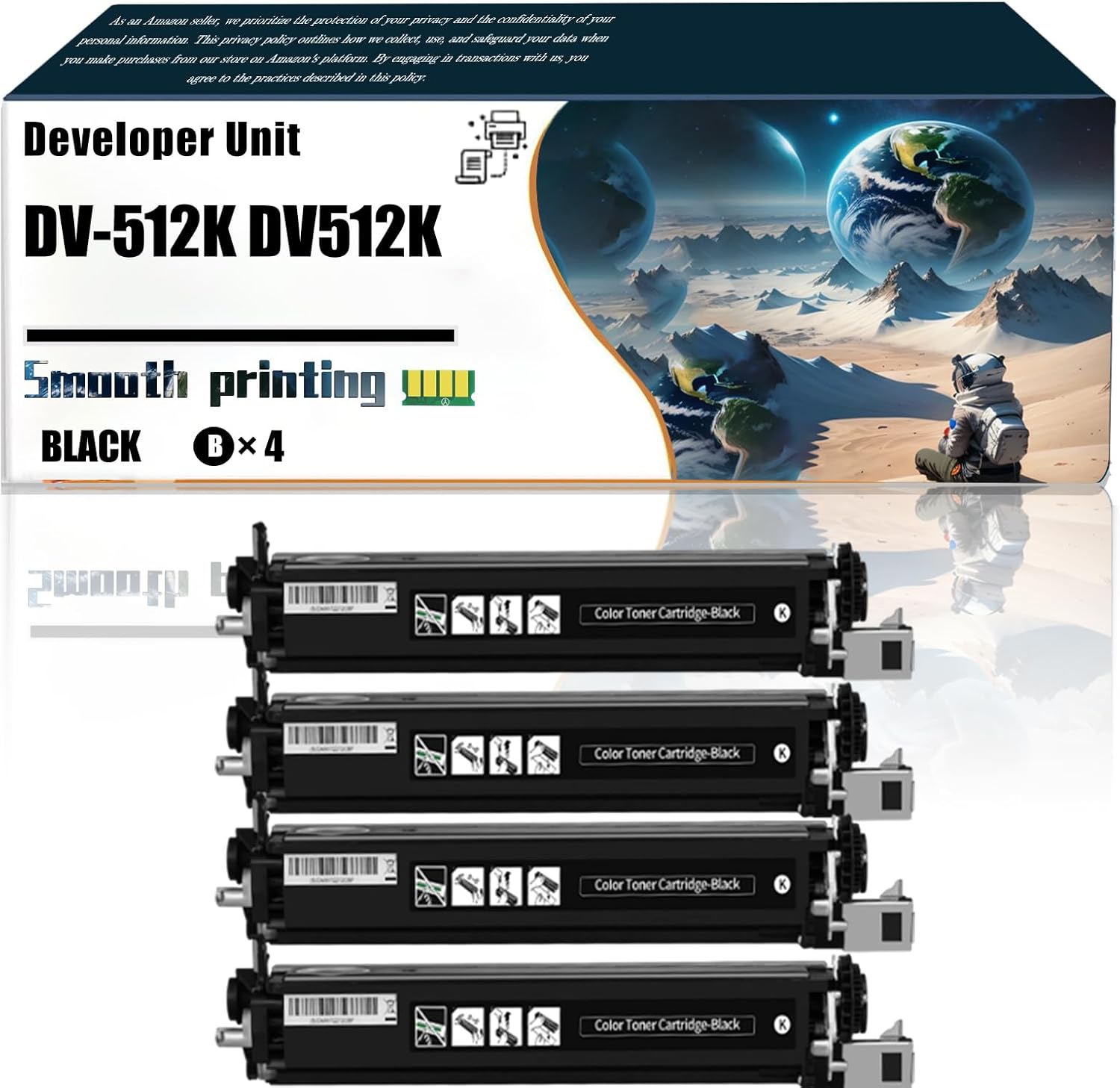 LSSF Replacement Parts Developer Unit DV-512K DV512K A2XN03D Compatible with Konica Minolta Bizhub 224e 284e 364e 454e 554e Printers, Contains Chip and Clear Printing (4 Pack Black)