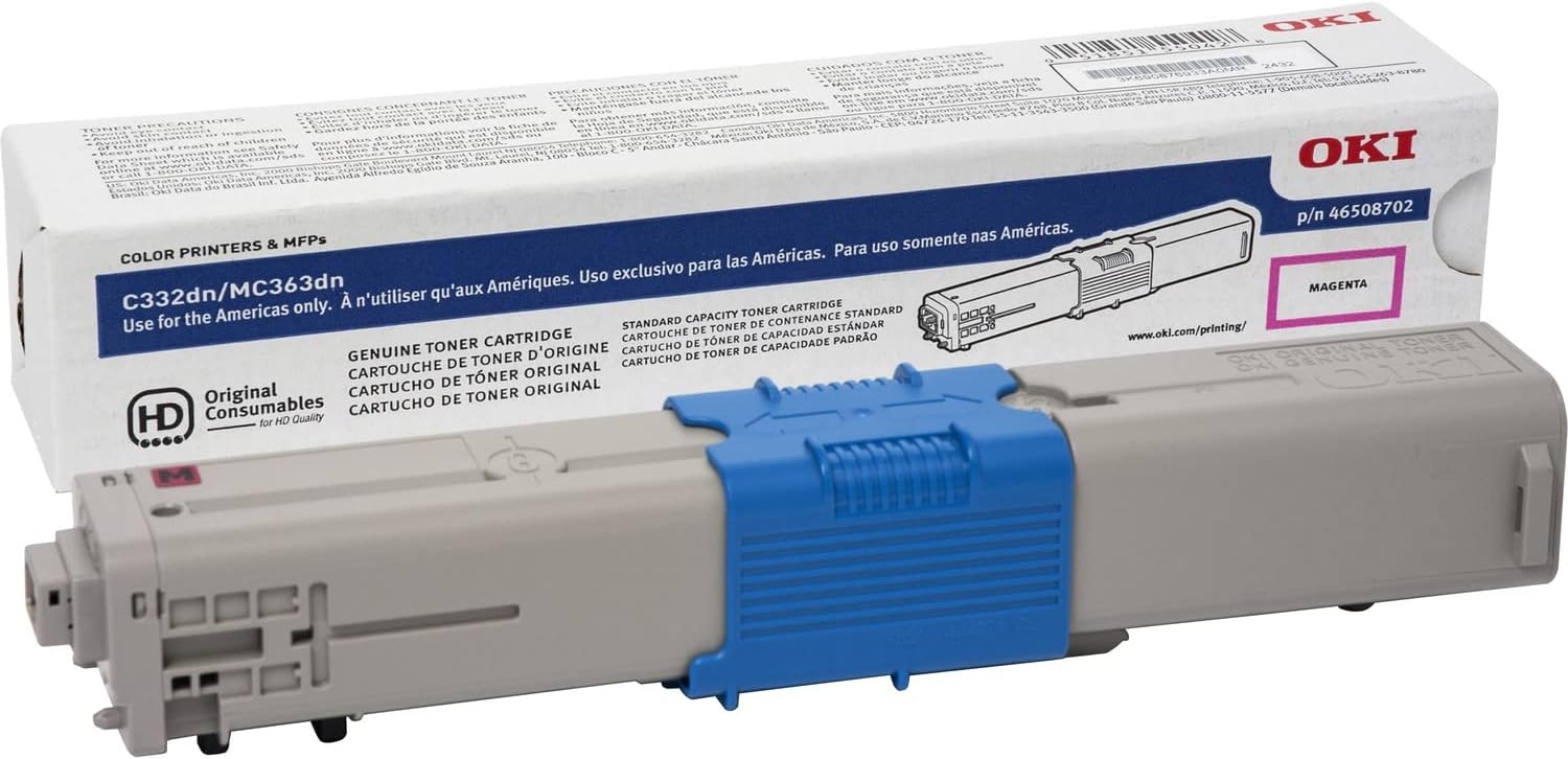 OKI C332, MC363 Magenta Toner Cartridge (3,000 Yield), 46508702