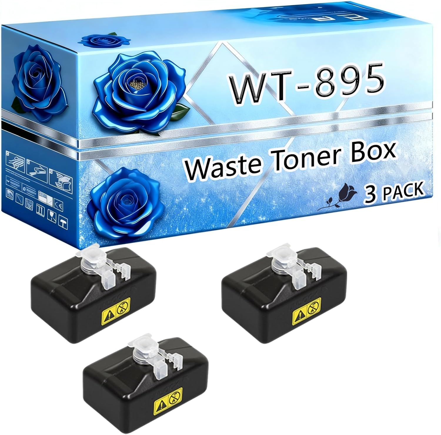 BIVOL Compatible Waste Toner Box Replacement for Kyocera WT-895 High Yield 36000 Pages FS-C8520MFP FS-C8525MFP Printers (3 Pack Black)