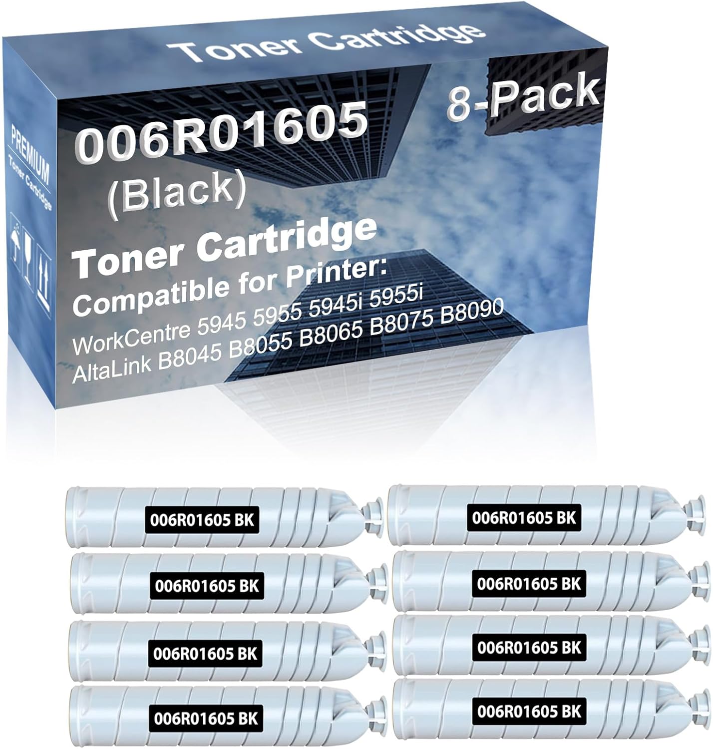 8-Pack Compatible High Yield WorkCentre 5945 5955 5945i 5955i, AltaLink B8045 B8055 B8065 B8075 B8090 Printer Cartridge Replacement for 006R01605 013R00675 Toner Cartridge (Black)