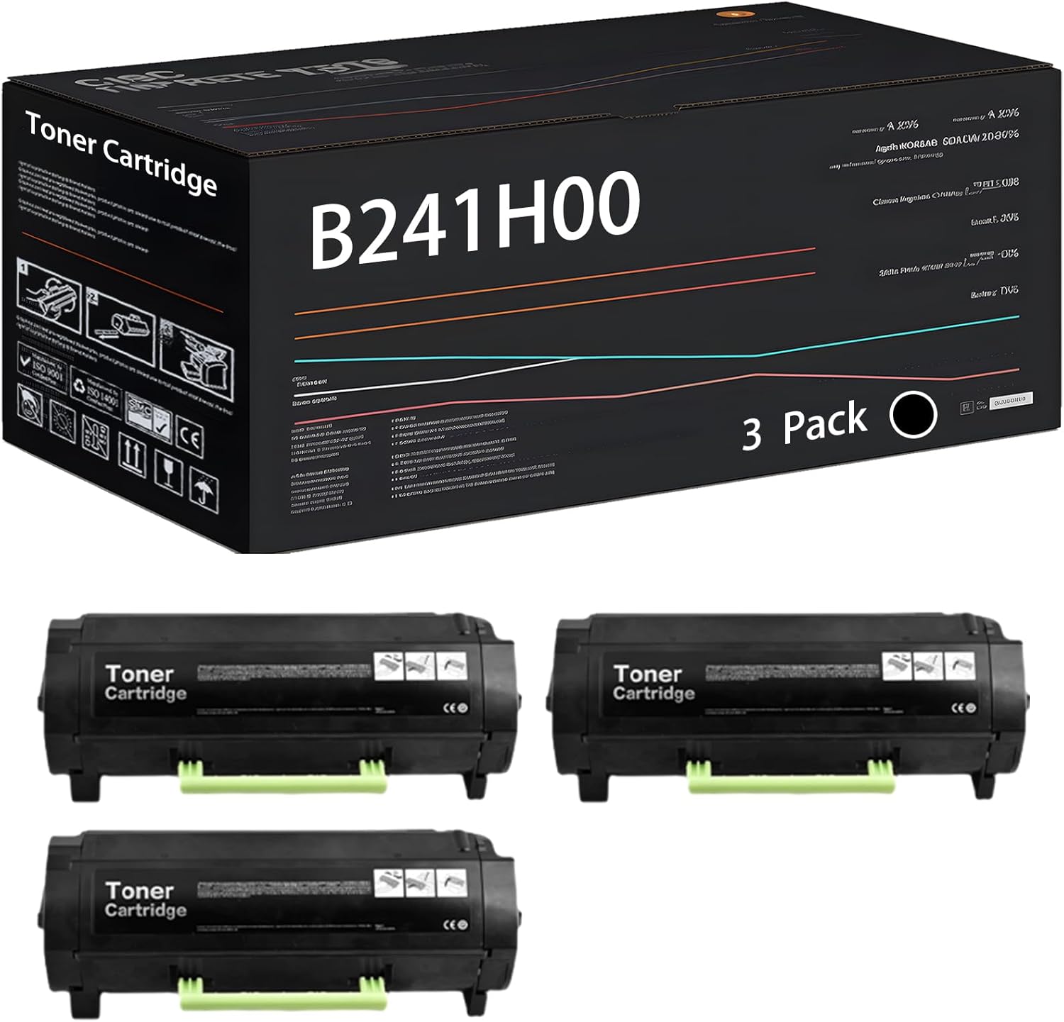 UVUMB Compatible with Lexmark B241H00 Toner Cartridge Work for Lexmark B2442dw B2546dn B2546dw B2650dn B2650dw Printers, with Chip, High Yield 7000 Pages, High-Definition Printing (3 Pack Black)