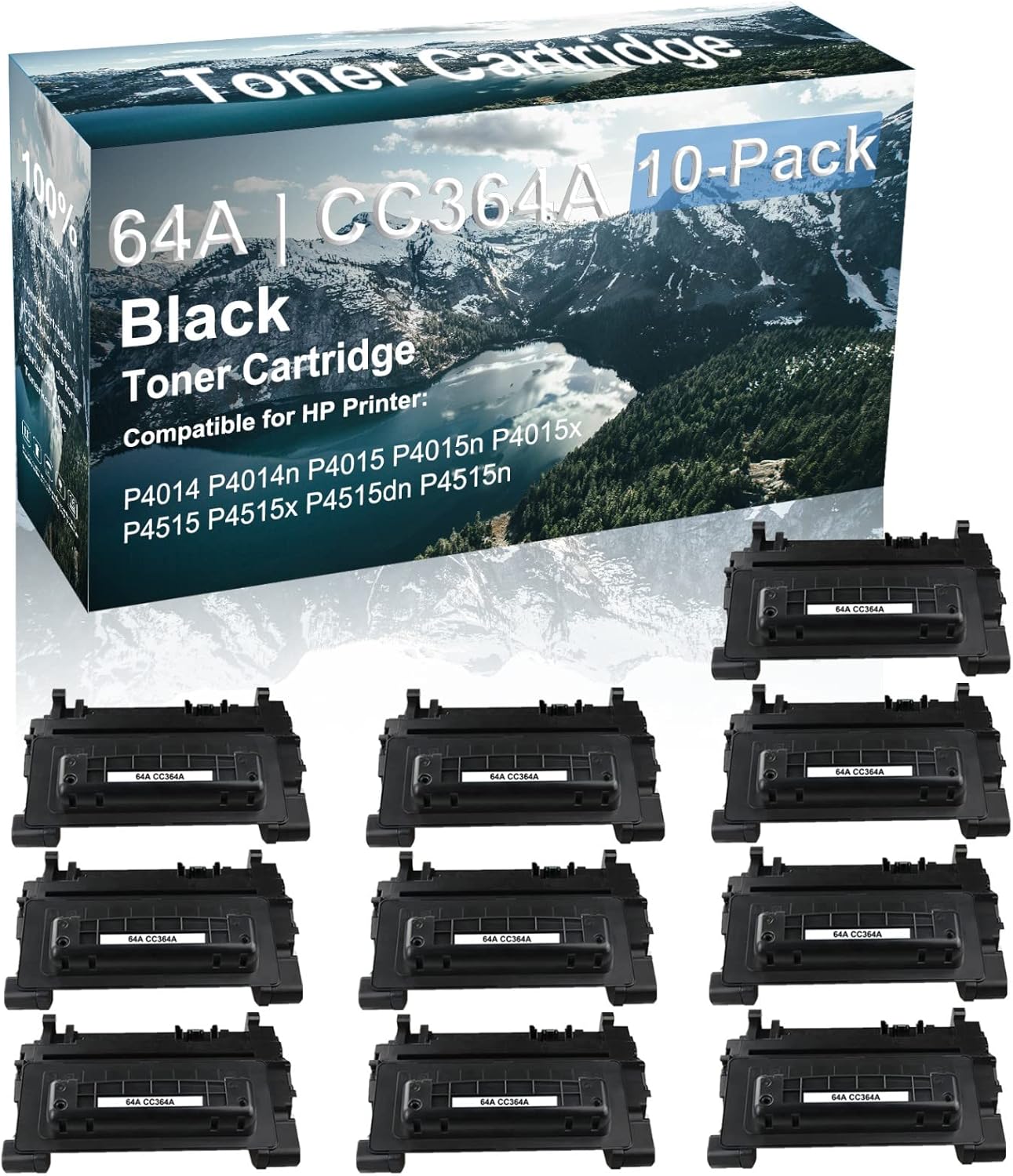 10-Pack Compatible High Yield P4515x P4515dn P4515n Printer Cartridge Replacement for HP 64A | CC364A Toner Cartridge (Black)
