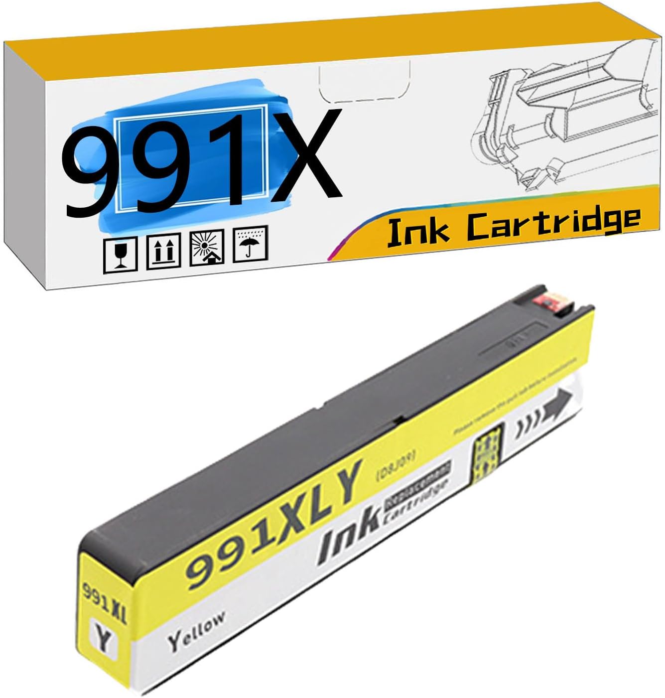 LISTWA 991X 465ML Ink Cartridges, Compatible for HP PageWide 777z 772dn 750dw 774dn 774dns 779dn 779dns 755dn Printers【High Print Volume with Chip】 Yellow*1