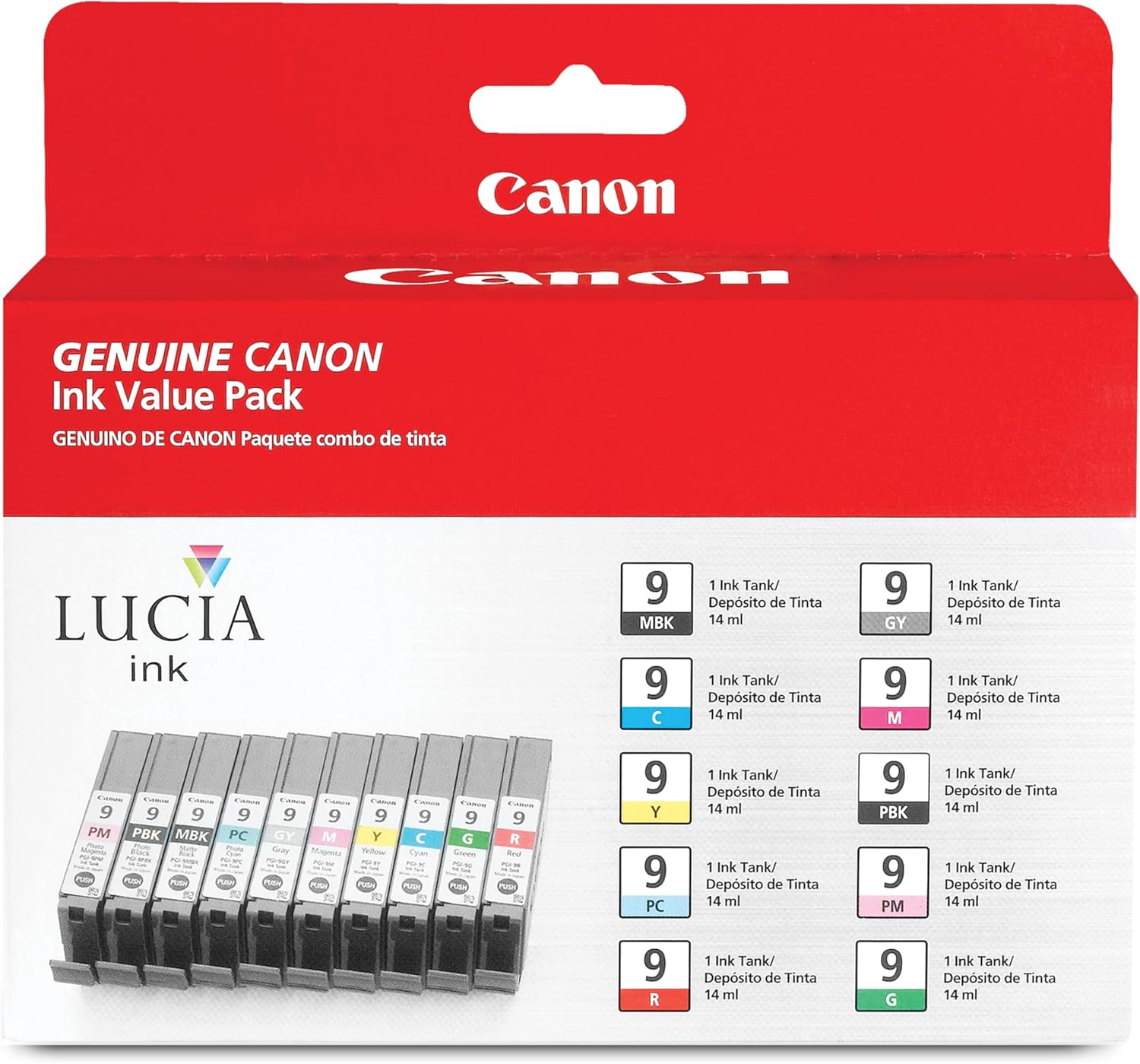 Canon PGI-9 Genuine Ten Color Multi Pack , Compatible with Pro9500, and Pro9500 Mark II Printers
