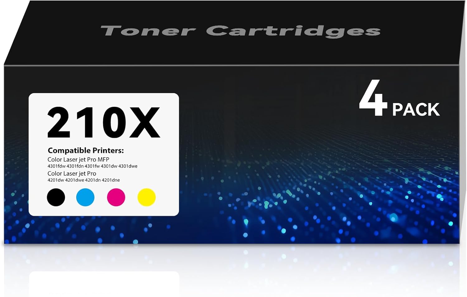 210X Toner Cartridges Compatible for HP 210A Toner Cartridge 4301fdw 4201dw 4201dn Toner Works with HP Color Laser Jet Pro MFP 4301fdw 4301fdn 4301fw 4301dw, Pro 4201dw 4201dn 4201dne 4201dwe (4-Pack)