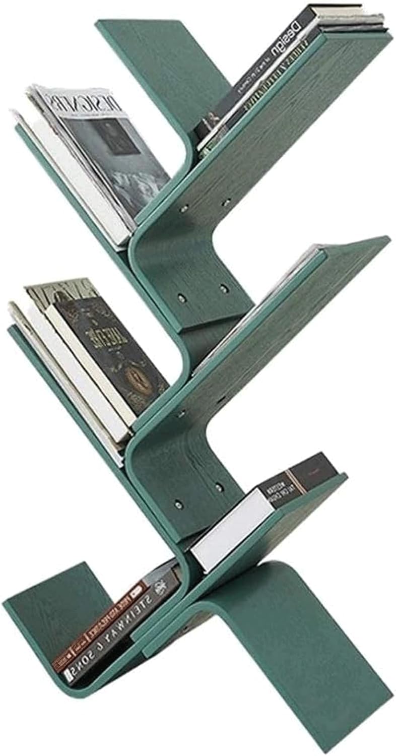 6 Tier Bookshelf Solid Wood Standing Bookcase Creative Fashion Tree Book Rack Office Simple Book Rack Save Space