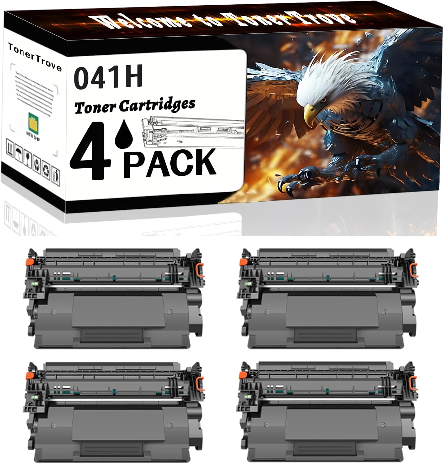 041H Toner Cartridges Compatible for Canon imageCLASS LBP312dn MF525dw Printers, Office Printing is Easy Clear Smooth (4 Pack Black)