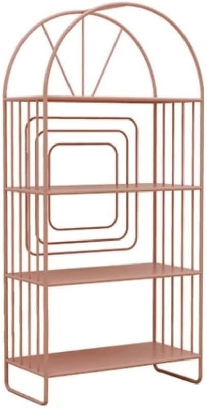 NERDOH Bookshelf Bookcase 4 Tiers Bookshelf Iron Storage Rack for CDs Movies Books Organizer Shelves Bookcase for Living Room Bedroom Home Office Book Shelf Book Case (Blue : Roze, Size : 60 * 28 * 1
