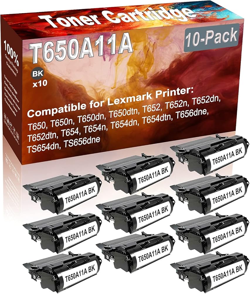Credibility Store 10-Pack (Black) Compatible T650 T650n T650dn T650dtn T652 T652n T652dn T652dtn T654 T654n T654dn Laser Printer Cartridge (High Capacity) Replacement for T650A11A Printer Cartridge