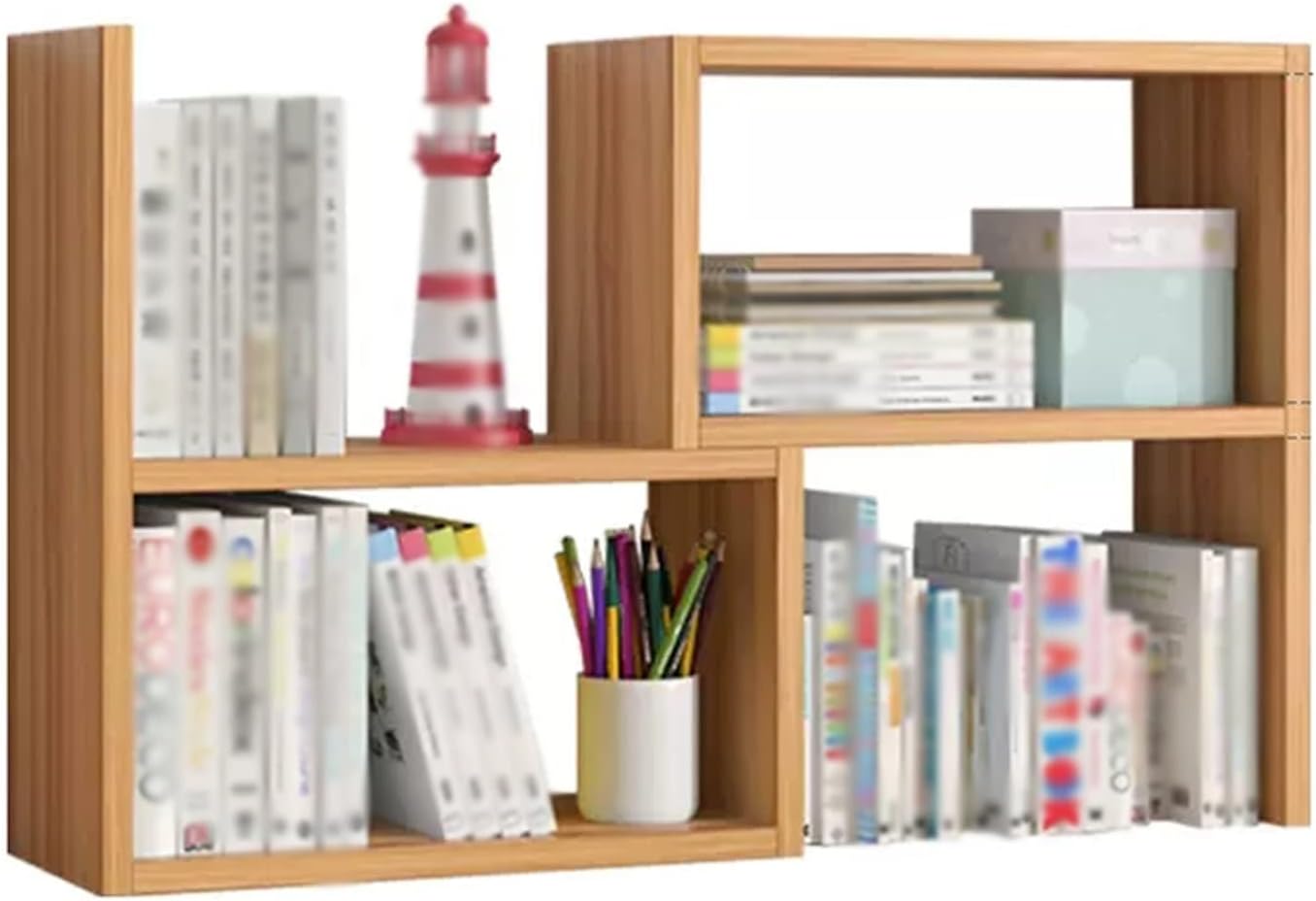 mengli-99 Bookcase Desk Organizers Wood Expandable Desktop Bookshelf Adjustable Desktop Shelves Rack Kitchen Counter Storage Organizer for Office Supplies, Makeup, Seasoning Supplies Bookshelf