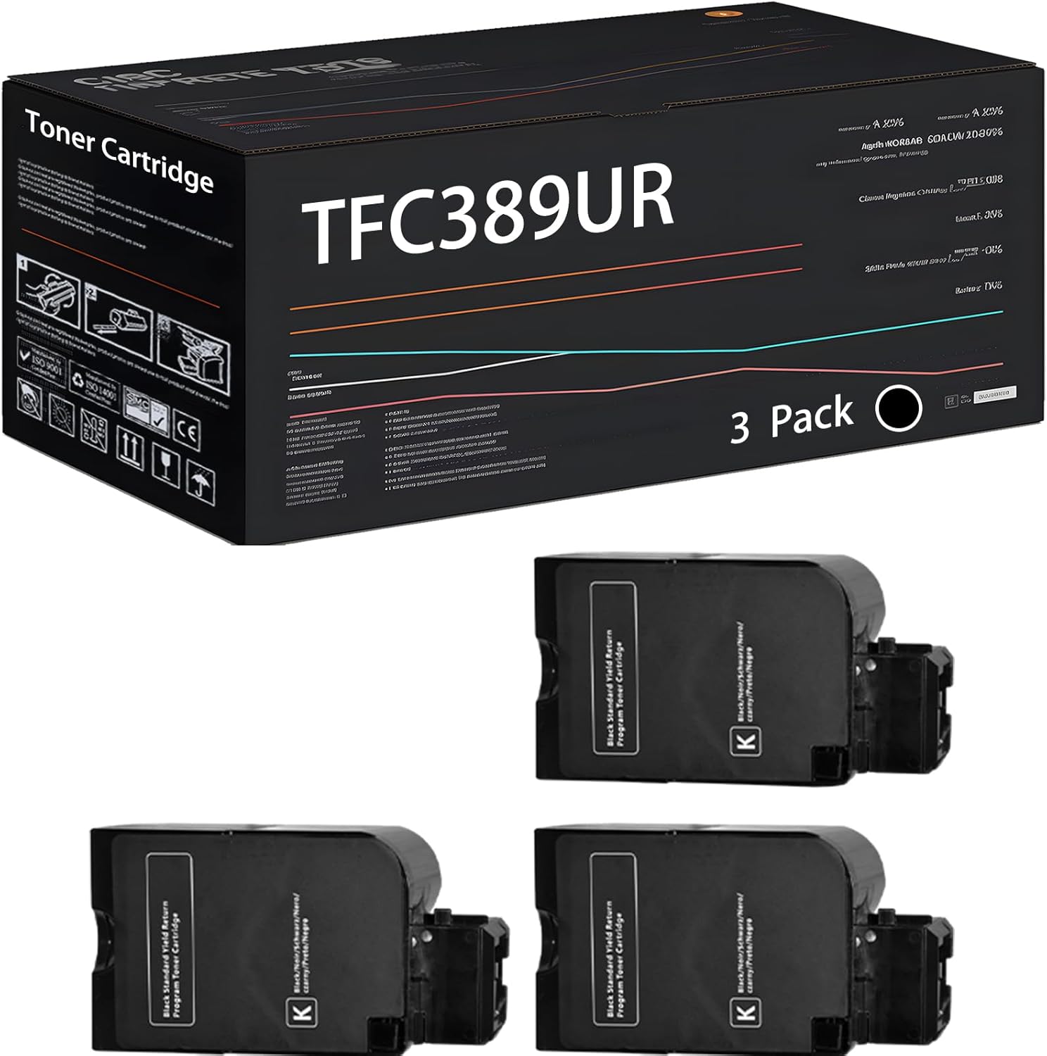 UVUMB Compatible with Toshiba TFC389UR Toner Cartridge Work for Toshiba E Studio 389CS Printers, with Chip, High Yield 20000 Pages, High-Definition Printing (3 Pack Black)