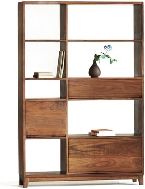 LOVULIFE Book Shelf Storage Rack Home Retro Bookshelf with Drawers Bedroom Rack Office Partition Decorative Rack Living Room Storage Bookcase Bookshelf Bookcase(Color:A), 120*33*180cm