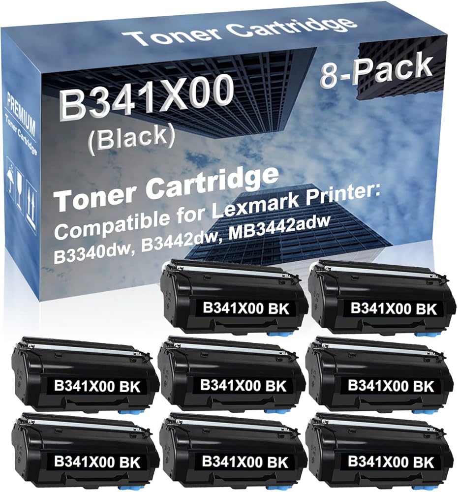 8-Pack Compatible High Capacity B3340dw, B3442dw, MB3442adw Printer Toner Cartridge Replacement for B341X00 Printer Cartridge (Black)