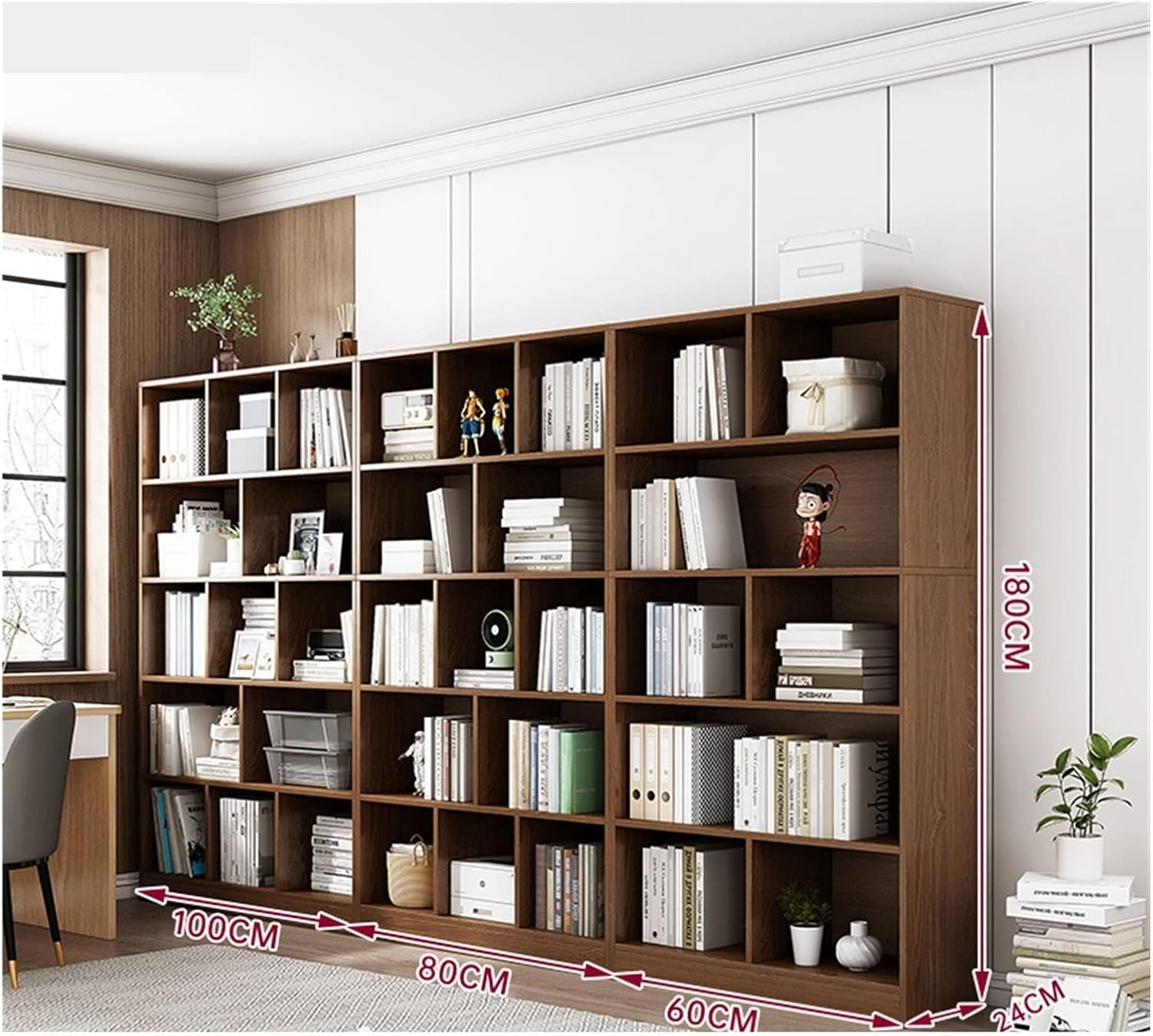 DOLUNTO Bookshelf Rack Floor Storage Cabinet, Simple Solid Wood Color Bookcase Living Room Locker Home Multi-Layer Reading Rack (Color : 240x24x180cm)