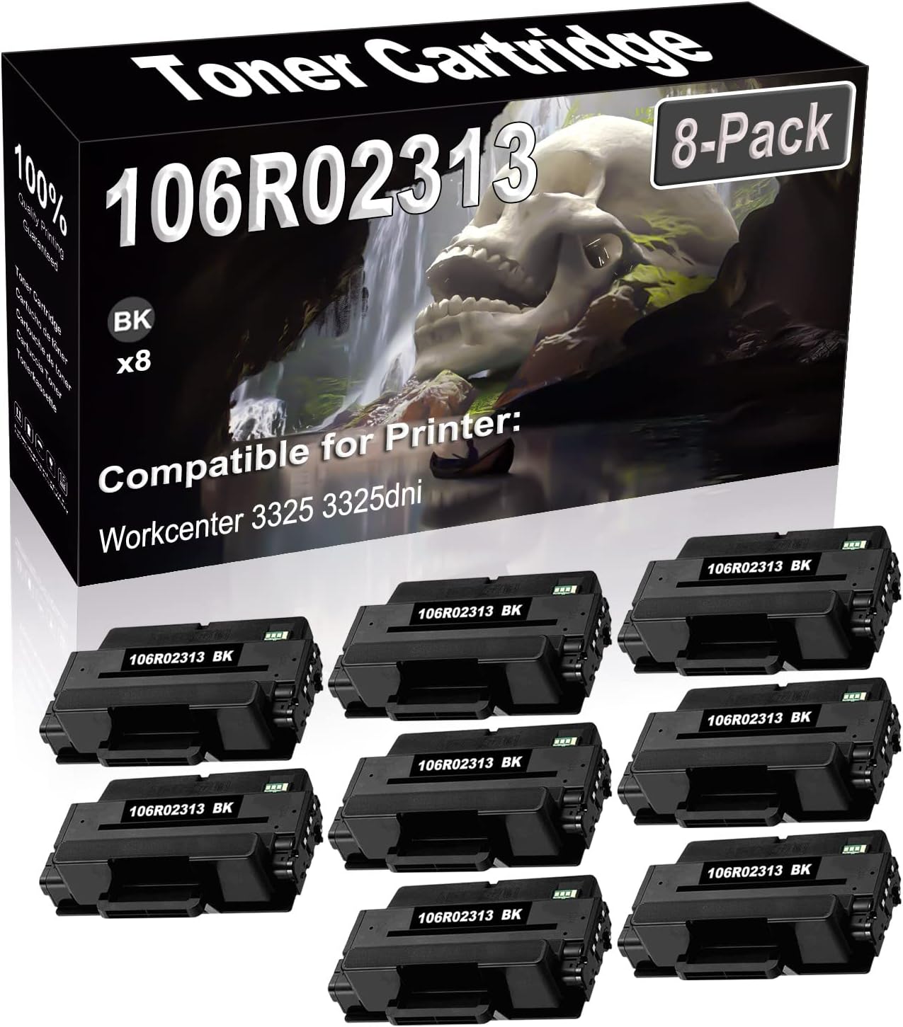 SINIYA 8-Pack (Black) Compatible High Yield 106R02313 Laser Printer Toner Cartridge use for Workcenter 3325 3325dni Printer