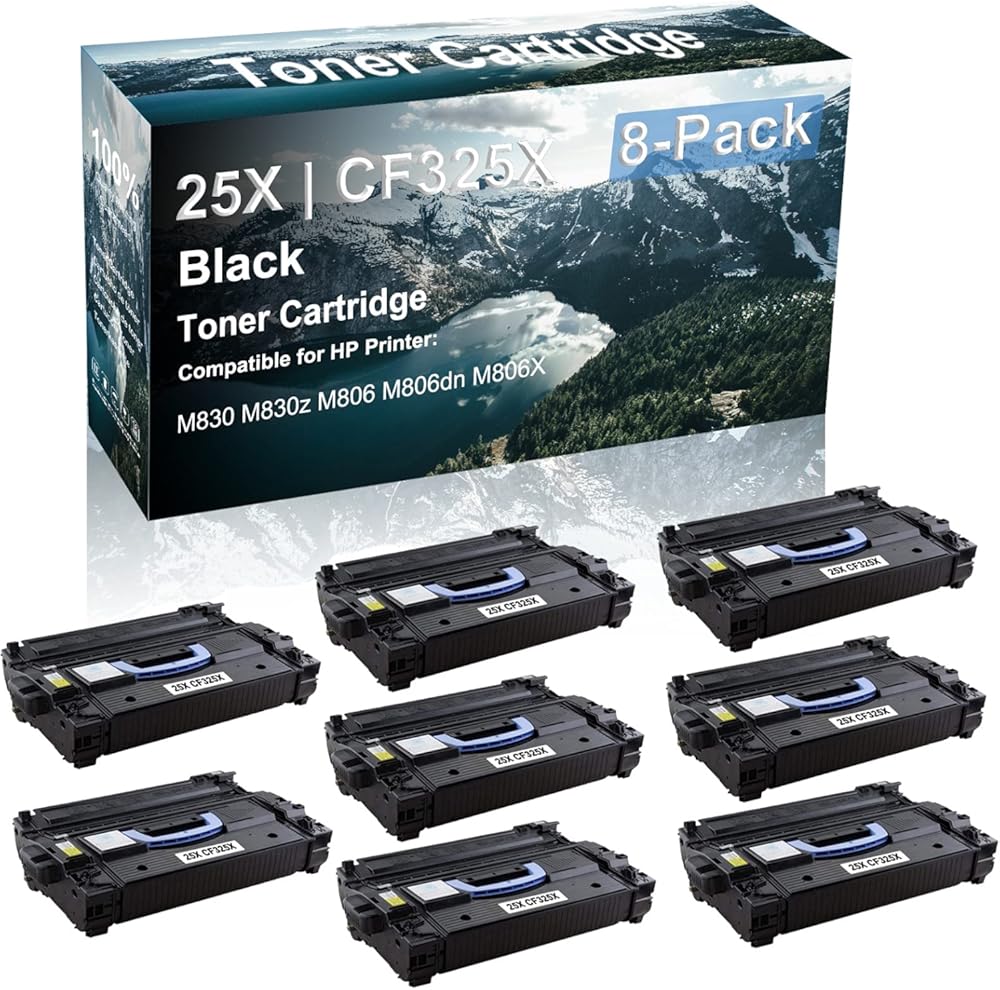 8 Pack Compatible M830 M830z M806 M806dn M806X Laser Toner Cartridge (High Capacity, Black) Replacement for HP 25X | CF325X Printer Toner Cartridge