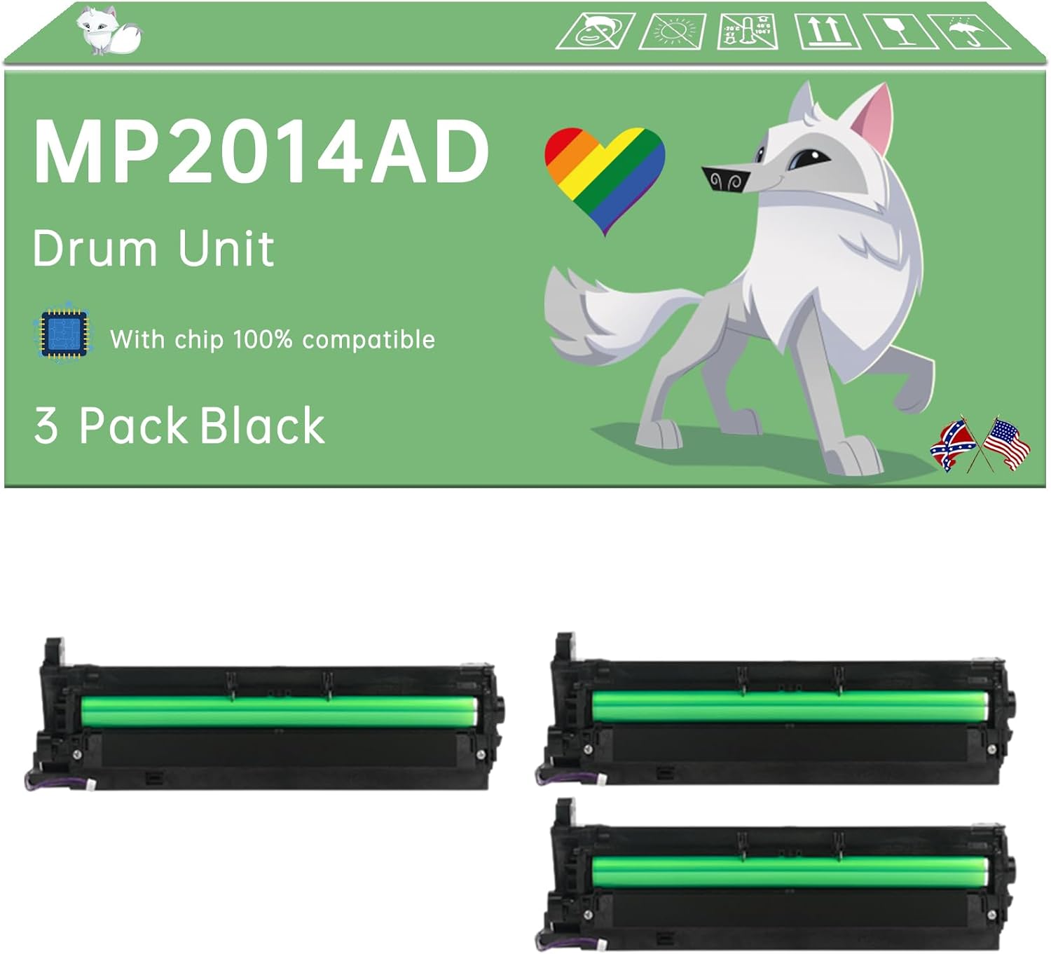 Tonzxce Compatible with Ricoh MP2014AD Drum Unit Work for Ricoh MP 2014 2014en 2014D 2014AD Printers, with Chip, High Yield 80000 Pages, Exceptional Color Accuracy (3 Pack Black)