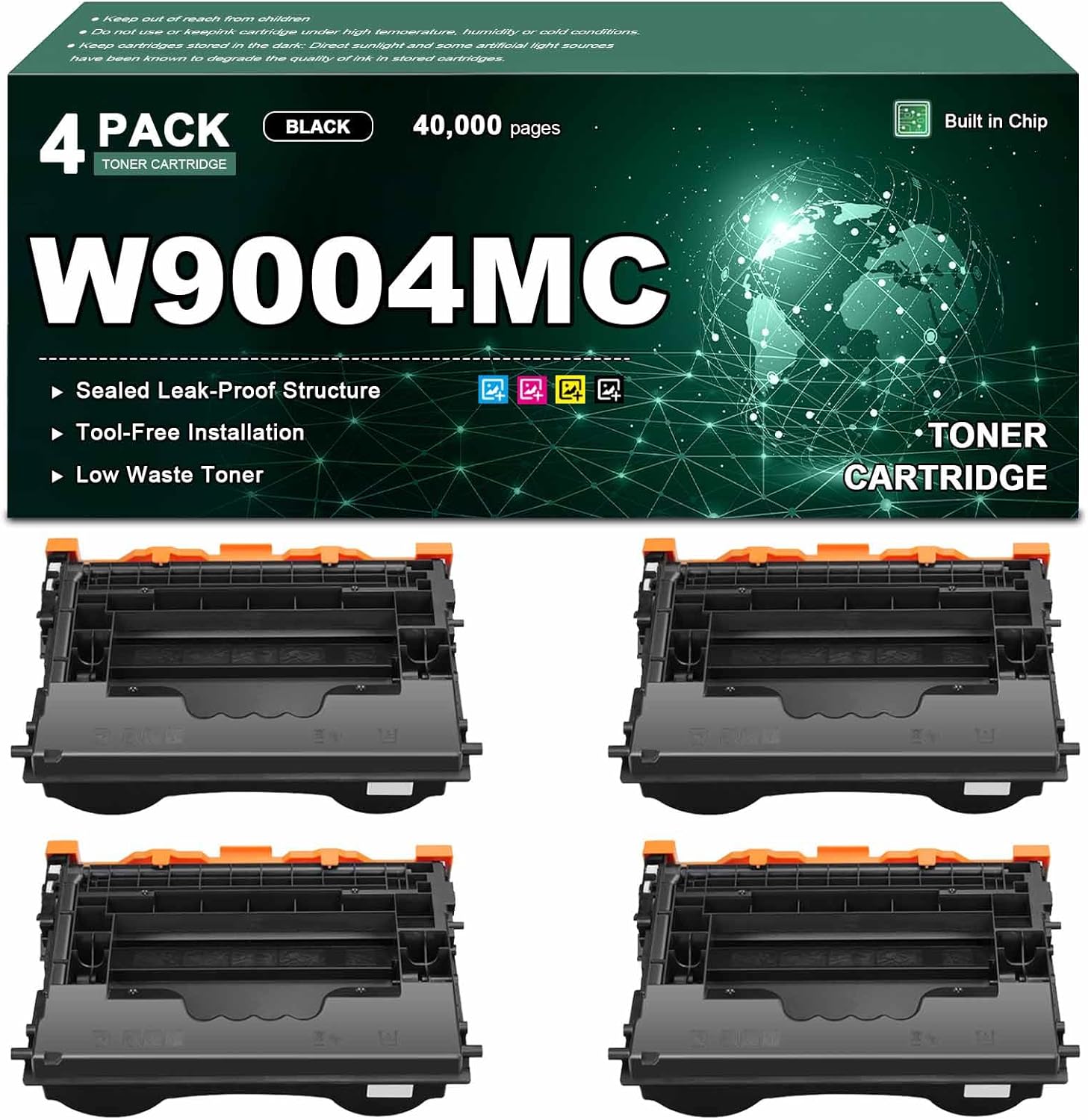 MSUYQES W9004MC Black Toner Cartridge Compatible for HP E60155dn E60165dn E60175dn E60055dn E60065dn E60075dn MFP E62655 E62665 E62675 Printers High Yield 40,000 Pages Vivid Colors 4*Black