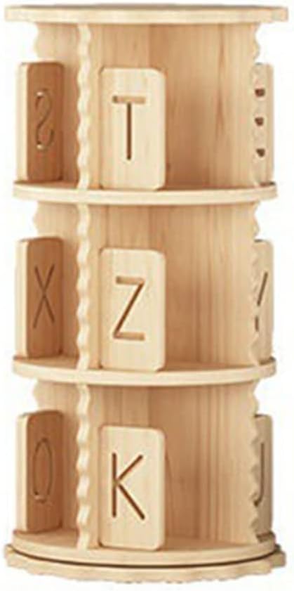 360 Degree Rotary Bookcase, Round Floor Solid Wood Bookcase, Picture Book Toy Book Exhibition Display Frame, Easy to Assemble (Size : 3 Tier)
