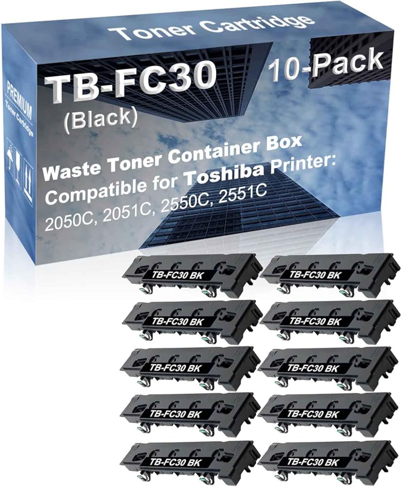 10-Pack Compatible High Capacity TB-FC30 TBFC30 Printer Waste Toner Container Box use for Toshiba E-Studio 2050C, 2051C, 2550C, 2551C (Black)