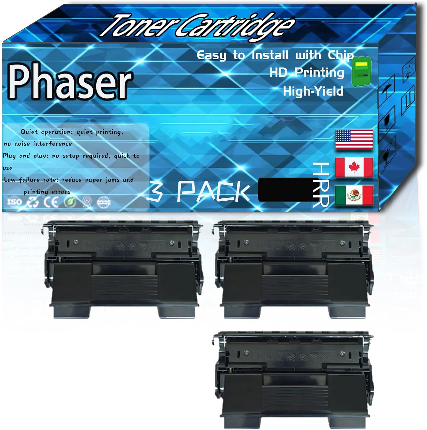 Compatible for Xerox Phaser 4500 Replacement Toner Cartridge Used with Phaser 4500 Printers, High Production Multiple Options (3 Pack Black)