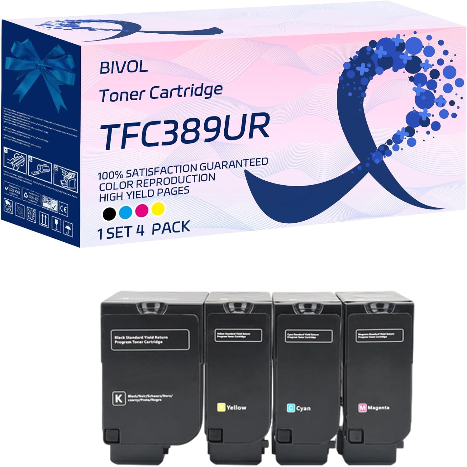 BIVOL TFC389UR Toner Cartridge Compatible for Toshiba E Studio 389CS Printers, with Chip, High Yield 20000 Pages, Vivid Colors (Multicolor)