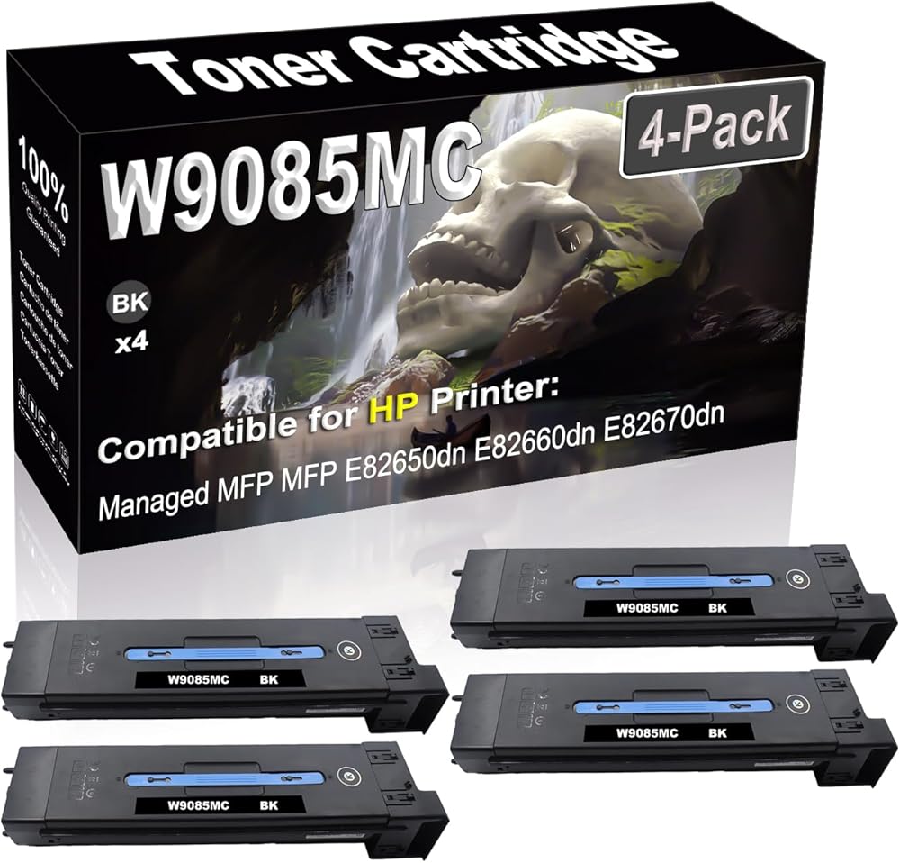 SINIYA 4-Pack (Black) Compatible High Yield W9085MC Laser Printer Toner Cartridge use for Managed MFP MFP E82650dn E82660dn E82670dn Printer
