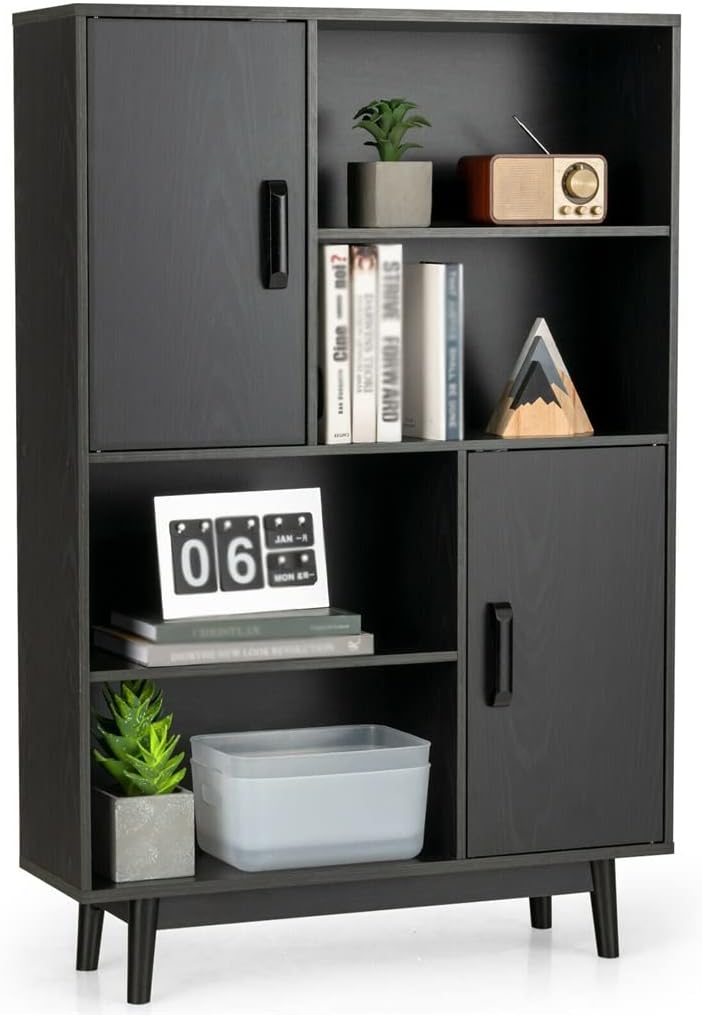 Plastic Wood Side Cabinet High Capacity Multifunctional Storage Cabinet Bookcase Cabinet with Door Shelf (Color : D, Size : As Shown) (D As Shown)