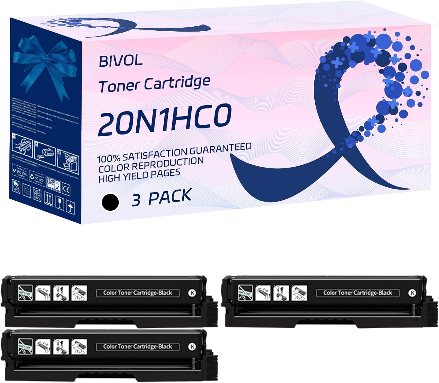 20N1HC0 Toner Cartridge Compatible for Lexmark CS331dw CS431dw CX331adwe CX431adw Printers, with Chip, High Yield 4500 Pages, Vivid Colors (3 Pack Black)