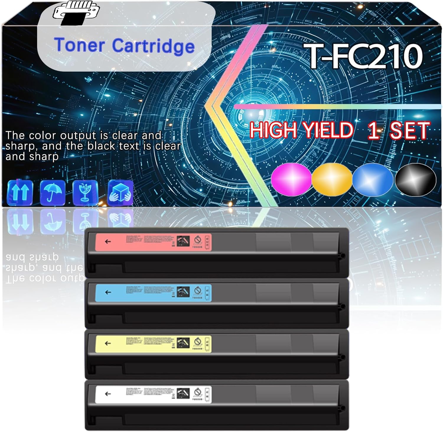 CEECN T-FC210U Compatible for Toshiba E-Studio 2010AC 2510AC Printers, Replacement Toner Cartridge High Yield Printer Accessories (4-Pack BK/C/M/Y)