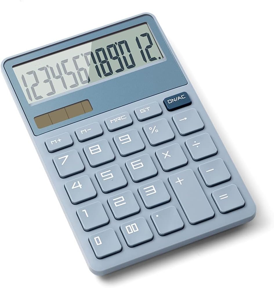 DUYHBAWRS Calculator Fashion Calculator 12-bit Large Screen Personality Large Calculator Solar Financial Accounting Office Special Calculator(Black)