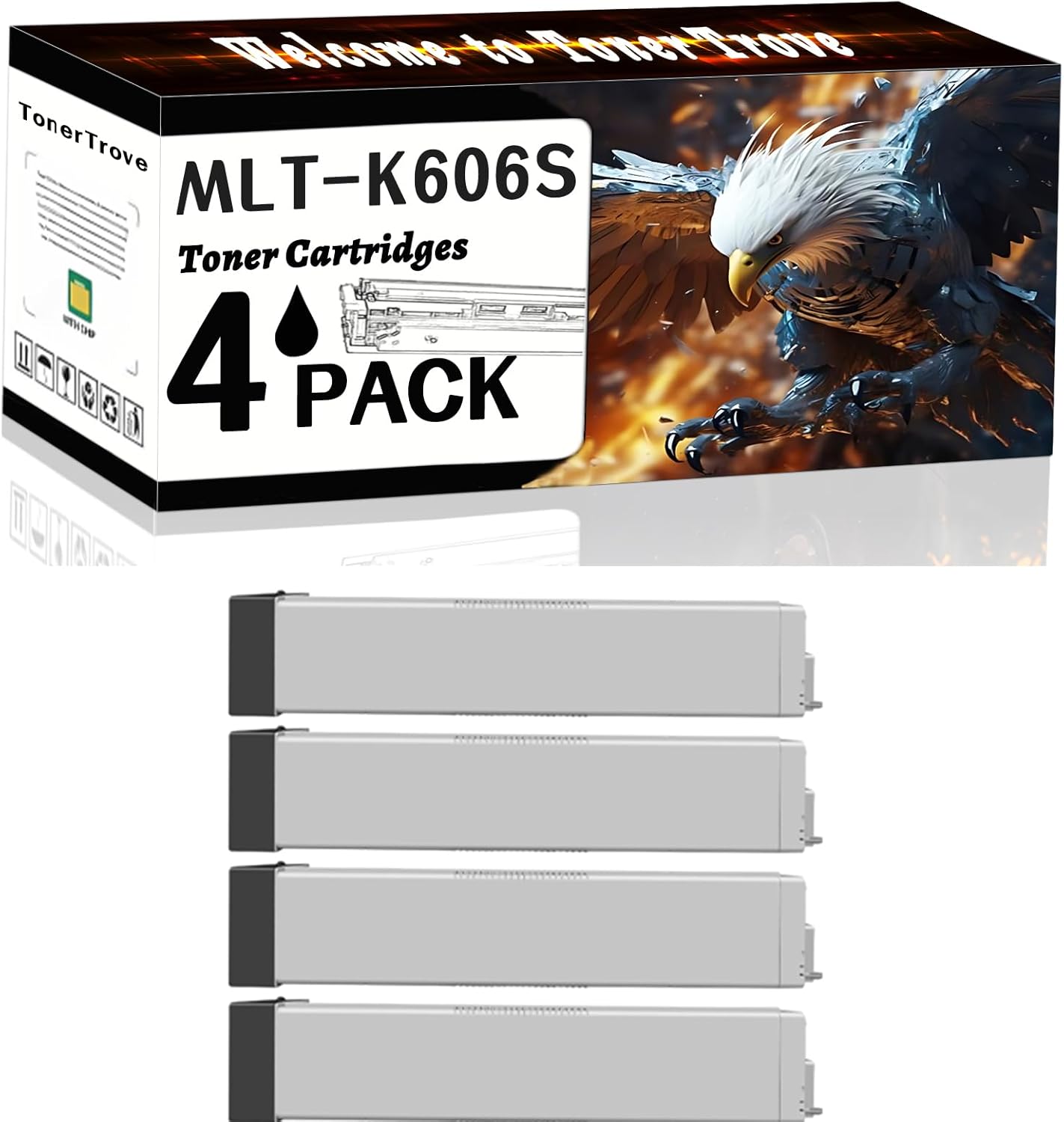 MLT-K606S Toner Cartridges Compatible for Samsung MultiXpress SCX-8030ND SCX-8040ND SCX-8240NA Printers, Office Printing is Easy Clear Smooth (4 Pack Black)